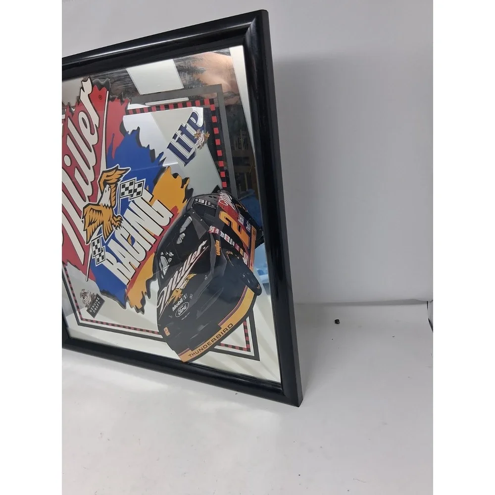 Miller Racing Bar Sign Mirror NASCAR #2 Rusty Wallace Miller Lite Genuine Draft